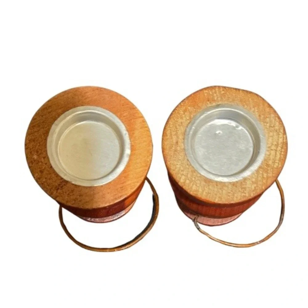 Vintage Wooden Salt Pepper Shakers Set Handles‎ P S Engraved Rustic Kitchenware